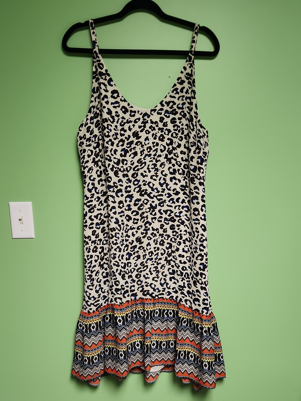 Cabi Leopard Dress With Zig Zag Ruffle Hem